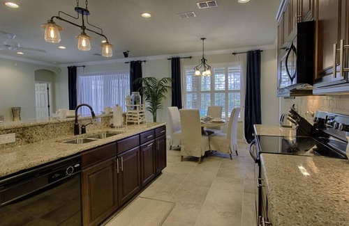 Open-plan kitchen and dining